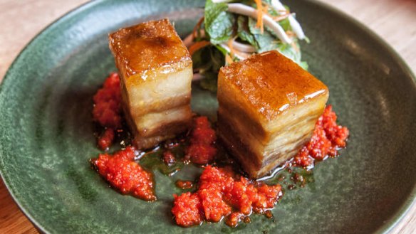 Sticky pork belly at Lucy Liu.