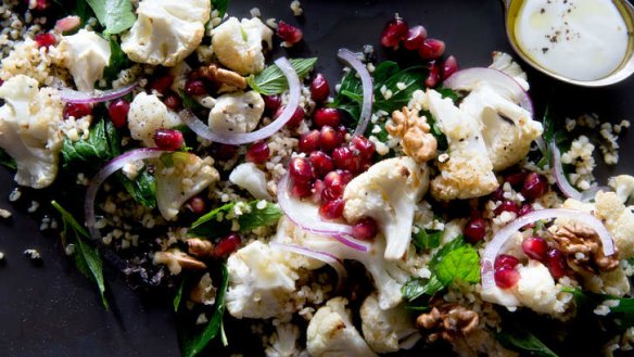 Seductive: Warm cauliflower and pomegranate salad.