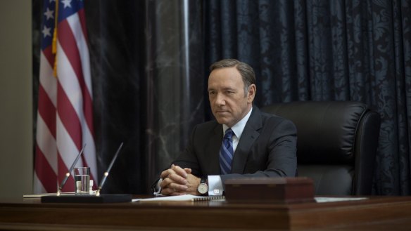  character Frank Underwood ponders his next plate of barbecue ribs.