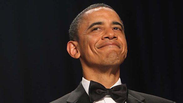 And now for the really serious issues ... Barack Obama at the White House Correspondents' Association annual dinner.