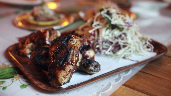 The barbecue jerk chicken.
