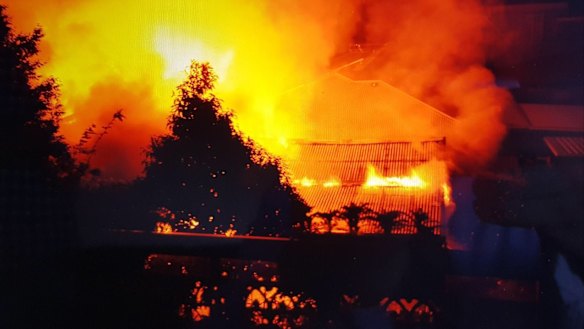 The fiery blaze that destroyed the Gymea unit and killed Jeffrey Lindsell.