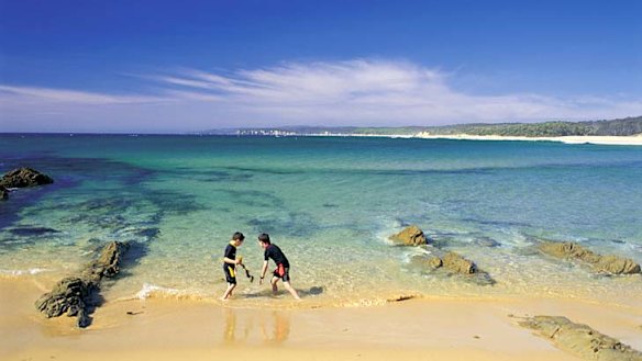 Sea change ... children play at Mimosa Rocks.