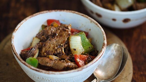 Midweek crowd-pleaser: Garlic and black pepper beef.