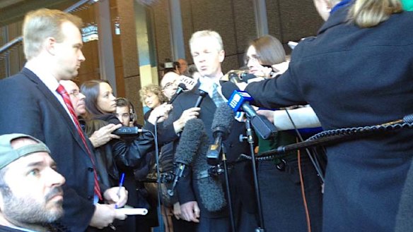 "Horrendous experience" ... Jeffrey Gilham, with his wife Robecca by his side, addresses the media outside court.