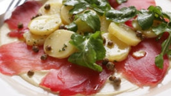Tuna carpaccio with kipfler potatoes, lemon and thyme