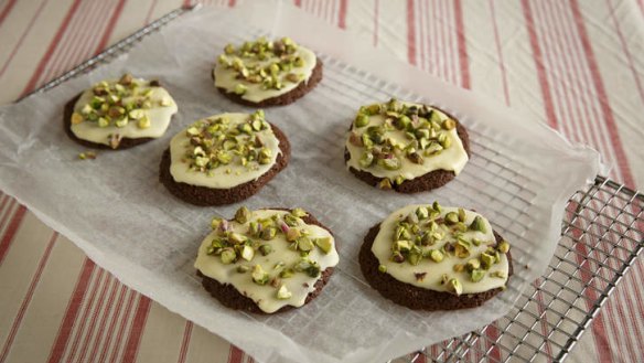 Share the love: Malted milk cookies with pistachios.