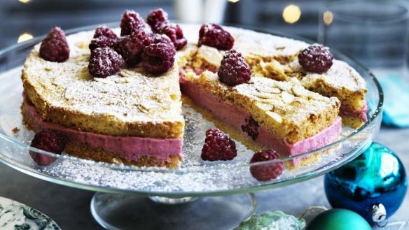 Dan Lepard's raspberry almond mousse cake.