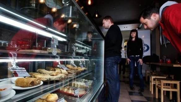 Tempted: The baked offerings draw a crowd at Izba Russian Treats in Newtown.