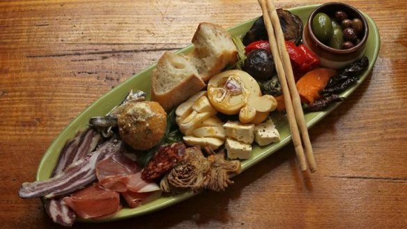 The antipasti selection makes a fine meal.