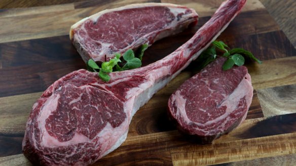 Steaks include bone-in New York strip, Sher Wagyu tomahawk and Sher Wagyu scotch fillet.