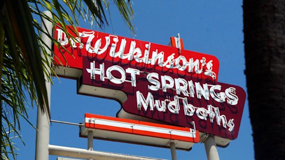 Welcome signs ... a twist on the traditional spa bath at Doctor Wilkinson's Hot Springs Resort.