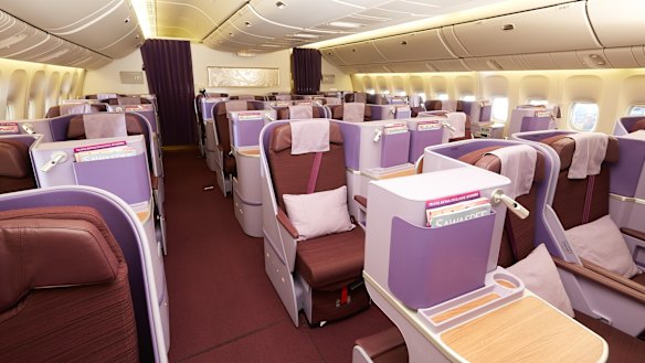 Front view of business class on a 777.