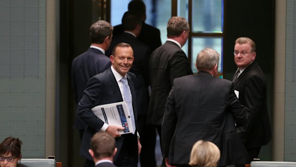 Prime Minister Tony Abbott departs at the end of question time on Thursday.