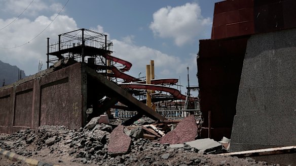 A destroyed theme park in Aden, Yemen. The mood is eerie on the mostly empty streets of Aden, Yemen’s southern port city and designated seat of government.