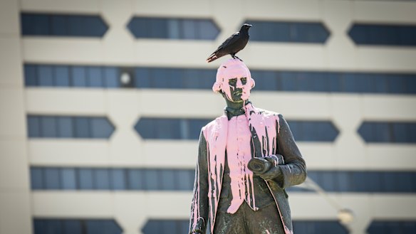 The Captain Cook statue in Saint Kilda was vandalised overnight. 