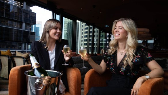 Sophia Shannon and Jennifer Sacks enjoy champagne Shell House, Sydney. There has been a large increase in the quantity and quality of champagne consumed in Australia in the past 12 months. 