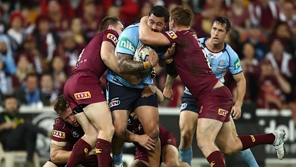 Wrapped up: Andrew Fifita struggled to make an impact.