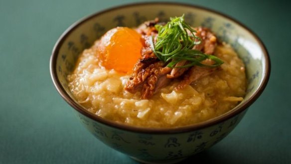 Bryan Martin's congee, or duck porridge.