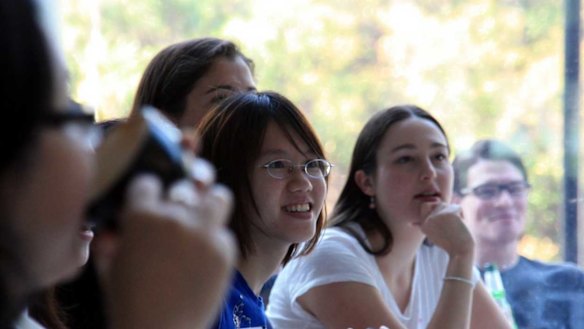 Geeky girls enjoy each other's company at a recent Girl Geek Coffees gathering.