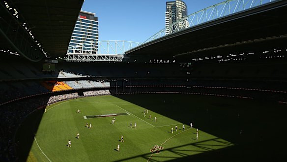 Neither here nor there: The half-open Etihad Stadium roof during Saturday's game.
