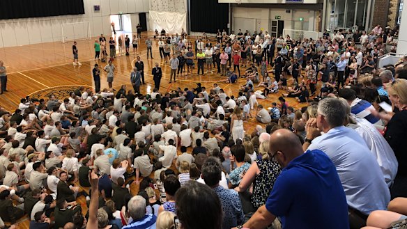 Trinity Grammar headmaster Michael Davies addresses the school community at an emergency meeting on Friday.