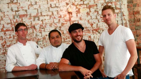 Team Piqueos (L to R): head chef Blair Williams, sous chef Daniel Salcedo, and owners Shaun Burke and Dave Mills.