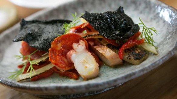 Go-to dish: Grilled octopus with chorizo, capsicum and fennel.