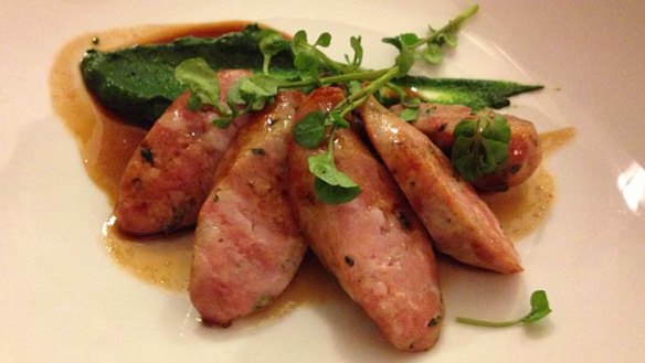 The Toulouse sausage at Hayes St Wharf Bistro.