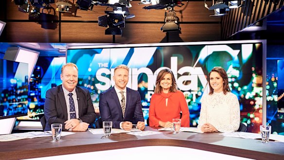 Peter Helliar, Hamish McDonald, Lisa Wilkinson and Rachel Corbett on The Sunday Project.