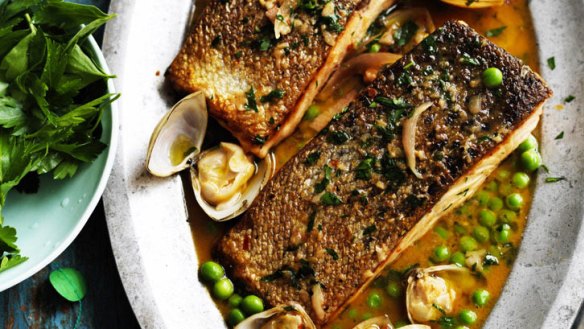 Summer splendour: Pan-fried salmon with clam sauce is a fiery surprise.