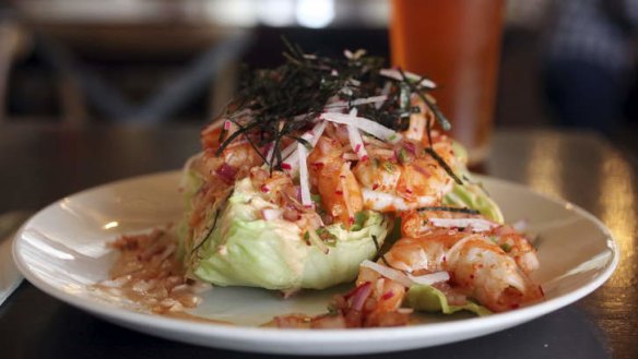 King prawn and iceberg wedge salad.