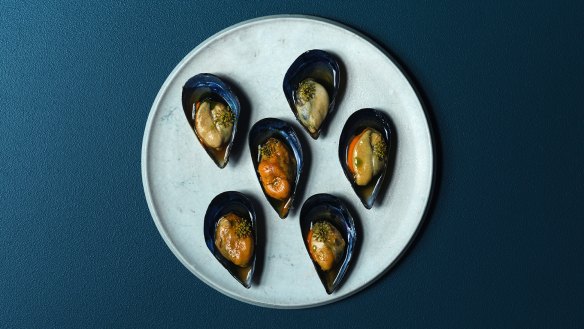 Pickled Jervis Bay mussels with fennel.