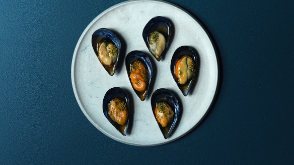 Pickled Jervis Bay mussels with fennel.