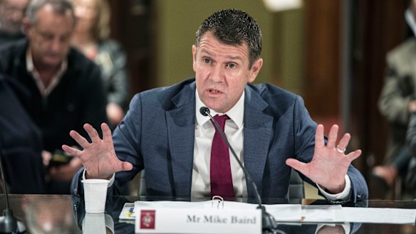 Mike Baird giving evidence. 