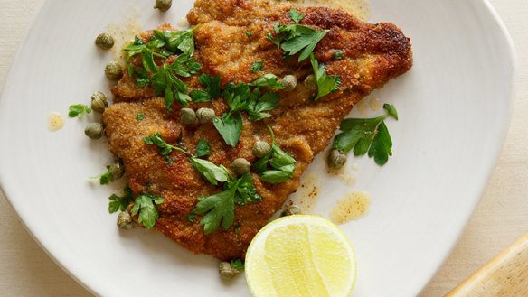 Magic mustard: Mustard-basted veal schnitzel.