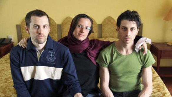Captives ... Sarah Shourd with Shane Bauer, left, and Josh Fattal.