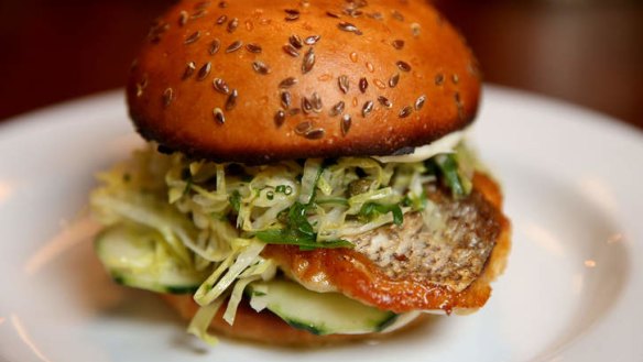 Boozing food: The snapper burger is everything your beer wants in a pal.