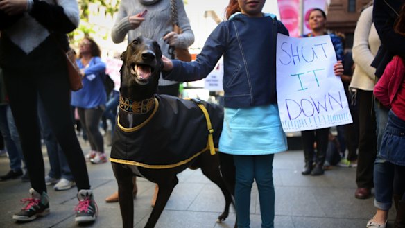 Protesters gather in Martin Place to call for an end to greyhound racing