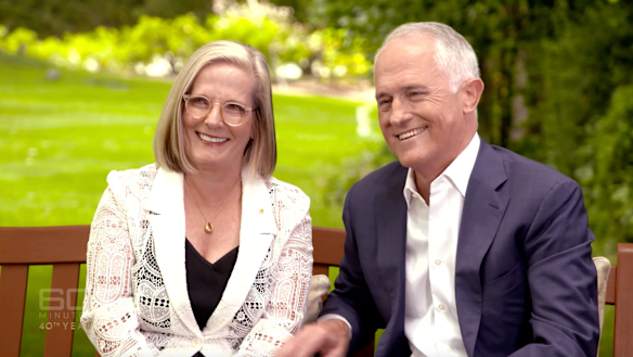 Malcolm Turnbull and his wife Lucy, with whom he discussed the ban on ministers and staffers having sex.
