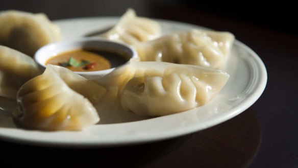 Steamed momo dumplings.