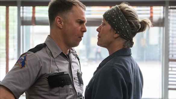 Sam Rockwell, left, and Frances McDormand in a scene from Three Billboards Outside Ebbing, Missouri. 