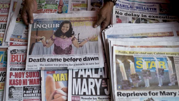 A number of Philippines newspapers jumped the gun on Mary Jane Veloso's execution, publishing headlines bidding her farewell.