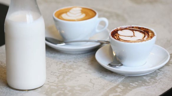 Almond milk coffees at Patch cafe.