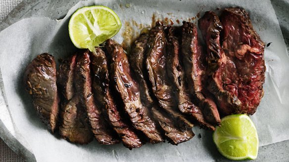 Grilled skirt steak for tacos.