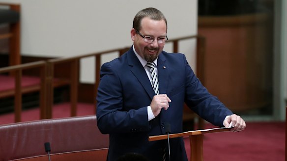 Senator Ricky Muir in the Senate on Thursday.