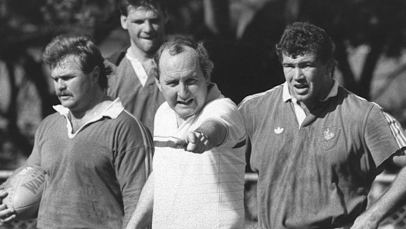 Alan Jones coaching the Wallabies in 1987.