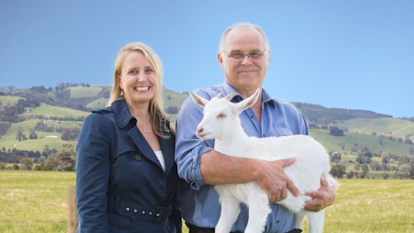 Bubs Australia and NuLac Foods Founders Kristy Carr with John Gommans on Australia's largest goat farm.
