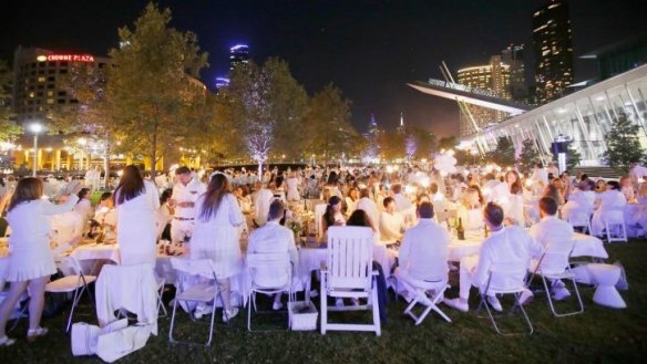 Diner en Blanc on the banks of the Yarra River in Melbourne.