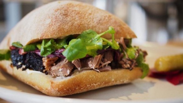 Coffee-rubbed beef brisket with chimichurri.